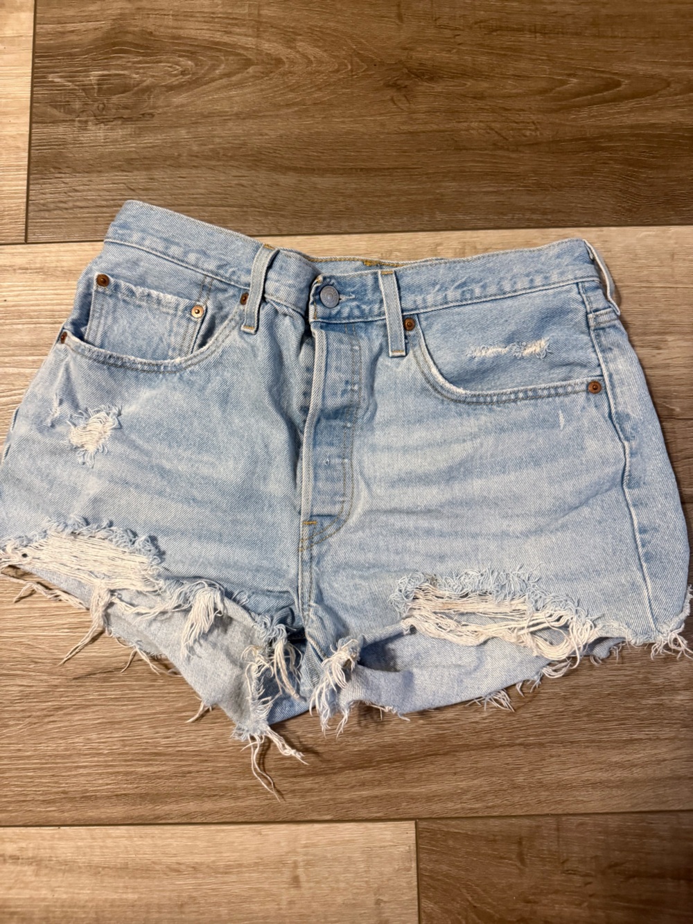 Levi's Light Blue Distressed Cutoff Denim Shorts